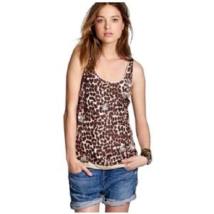 J crew silk animal print flower detail tank